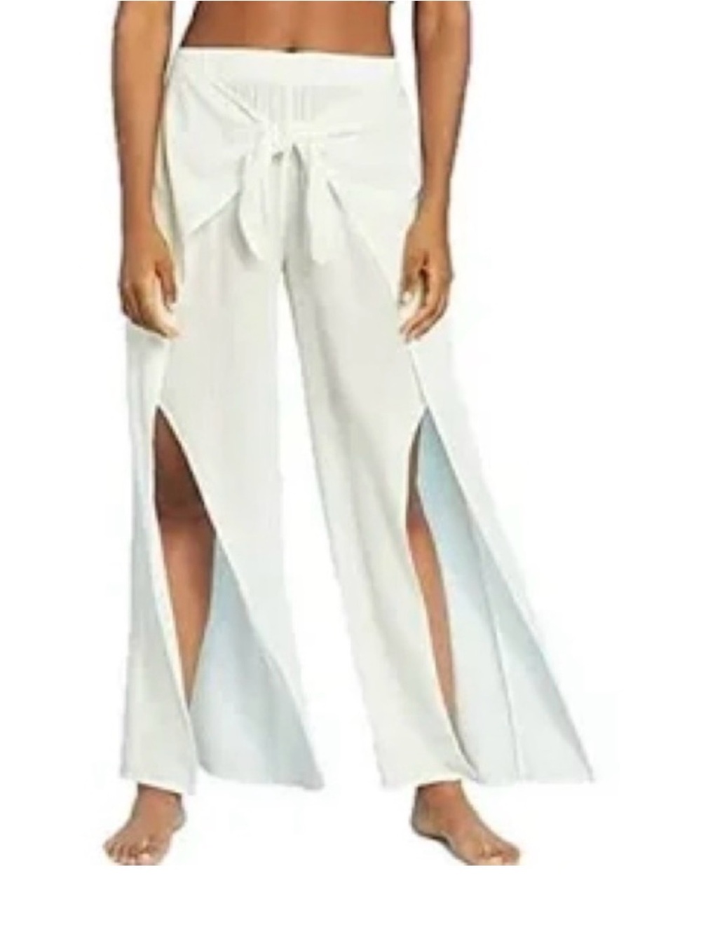 NWOT Kona Sol Linen Front Wrap Wide Slit Leg Pants